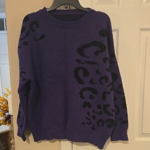 SHEIN Vibrant Purple Sweater with Black Pattern